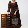 Women CHEERA | Women'S Rayon Chocolate Double Layer Anarkali Kurta Dress - Cheera Brown