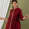 Women MISSKURTI | Women'S Maroon Embroidered Top - Misskurti