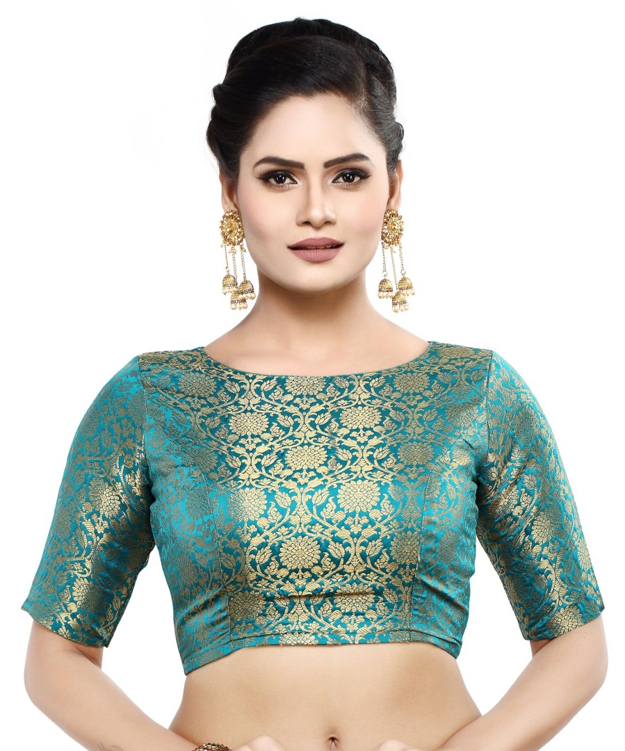 Women Madhu Fashion | Women'S Traditional Benaras Brocade Readymade Stitched Saree Blouse - Madhu Fashion