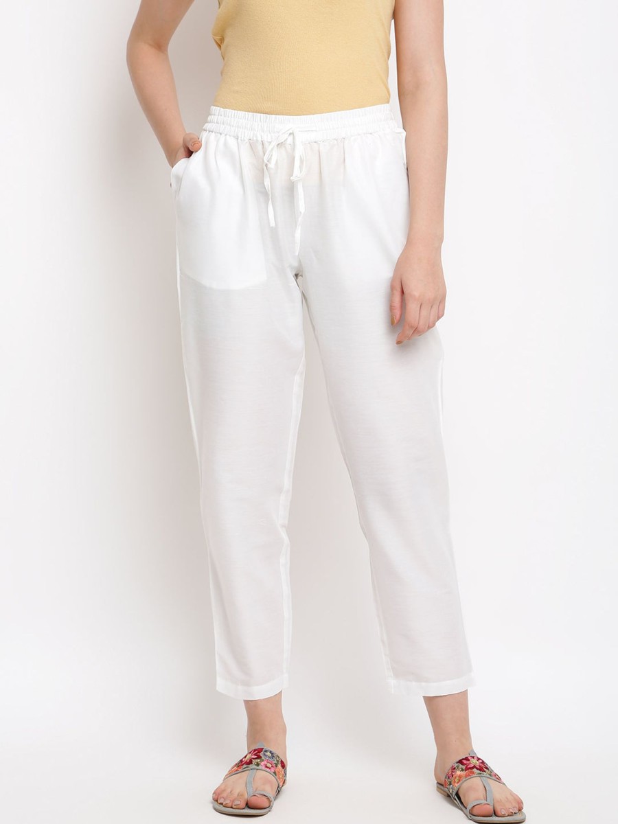 Women IMARA | Women'S Off Solid Straight Pants - Imara White