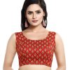 Women Madhu Fashion | Women'S Pure Cotton Floral Print Sleeveless Readymade Saree Blouse - Madhu Fashion