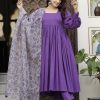 Women Lado Jaipuri | Women'S Pretty Purpal Cotton Anarkali Set - Lado Jaipuri Purple