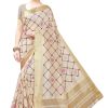 Women Vamika | Women'S Vamika Weaving Cotton Polyester Silk Saree Kerala Checks - Vamika Cream