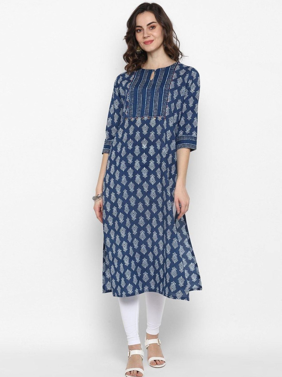 Women Janasya | Women'S Blue Cotton Kurta - Janasya