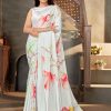 Women Monjolika | Women'S Monjolika Fashion Off White Color Satin Digital Print Saree - Monjolika