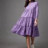 Women Azira | Women'S Cotton A Line Dress - Azira Purple