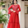 Women KAAJH | Women'S Mirror Embroide Cotton Ethnic Dress - Kaajh Red