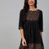 Women Meeranshi | Women'S U0026 Golden Yoke Design A-Line Kurti - Meeranshi Black