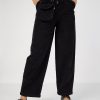 Women Lyush | Women'S Black Corduroy Pouch Pocket Drawstring Pants - Lyush