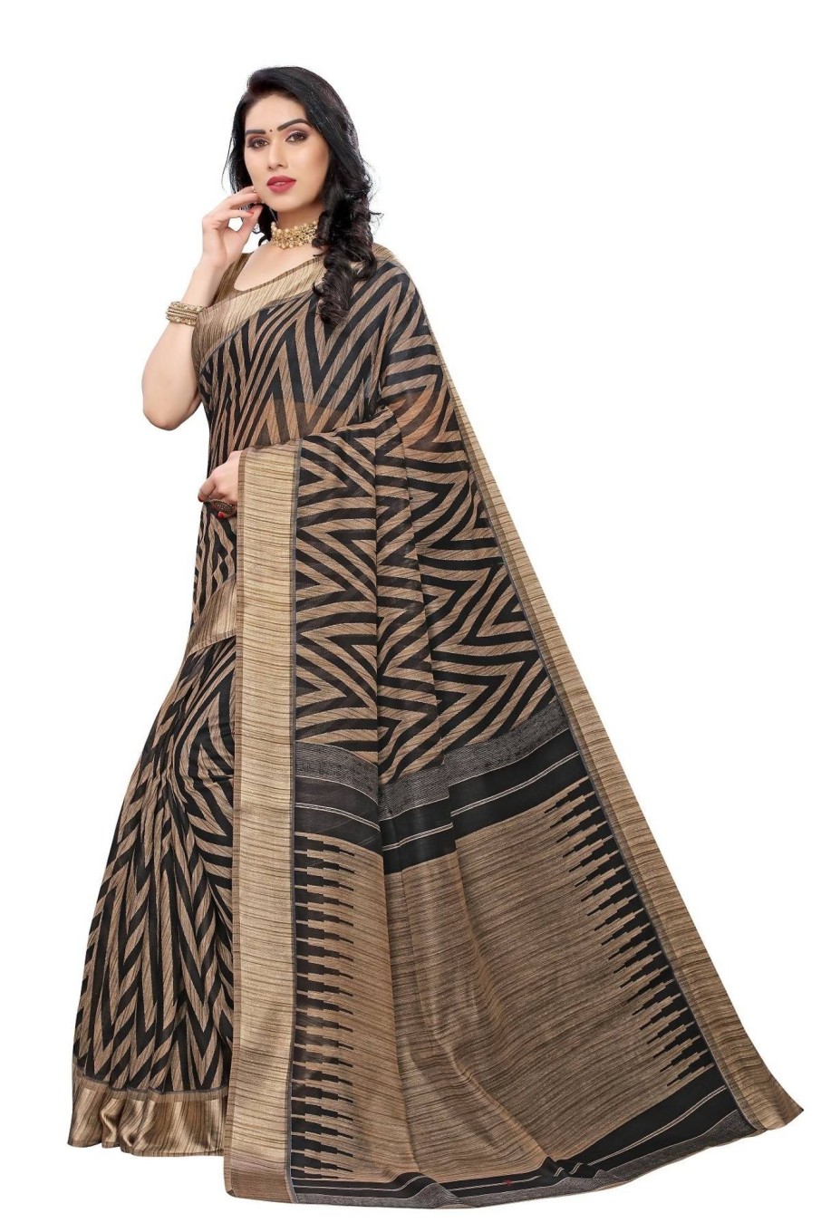 Women Vamika | Women'S Vamika Linen Designer Saree Bee Vamika Black