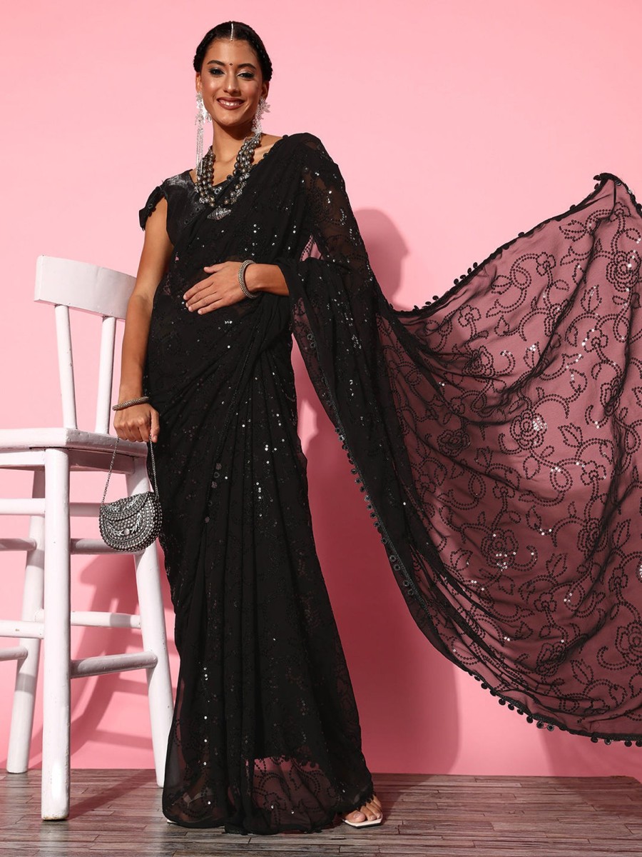 Women Dwija Fashion | Women'S Colour Saree Collection - Dwija Fashion Black