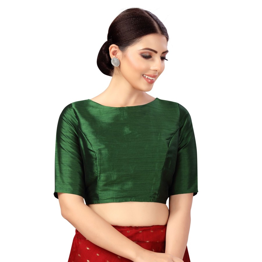 Women Shringaar | Women'S Polyester Plain Coloured Saree Blouse. - Shringaar Green