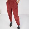 Women Lyush | Women'S Rust Corduroy Carrot Fit Pants - Lyush