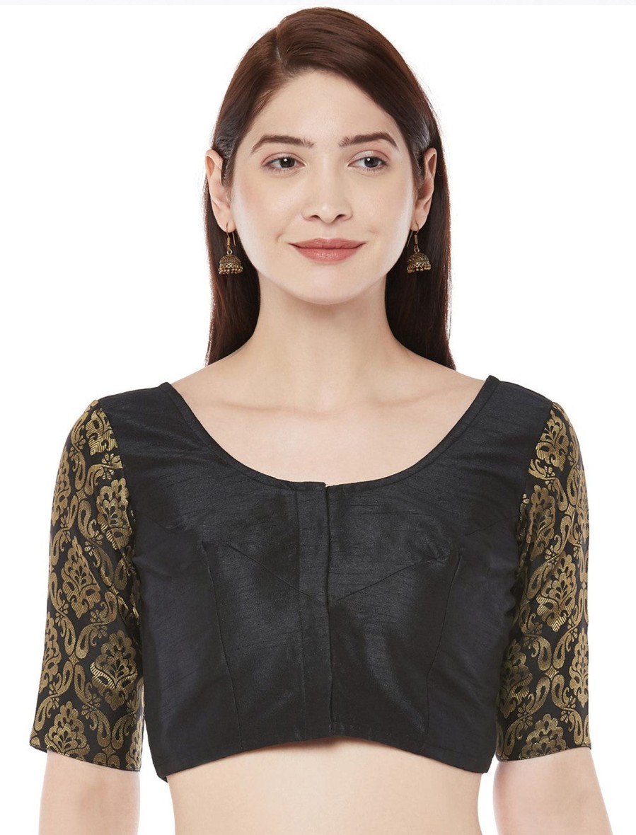 Women Shringaar | Women Black Polyester Silk Saree Blouse By Shringaar (1Pc)