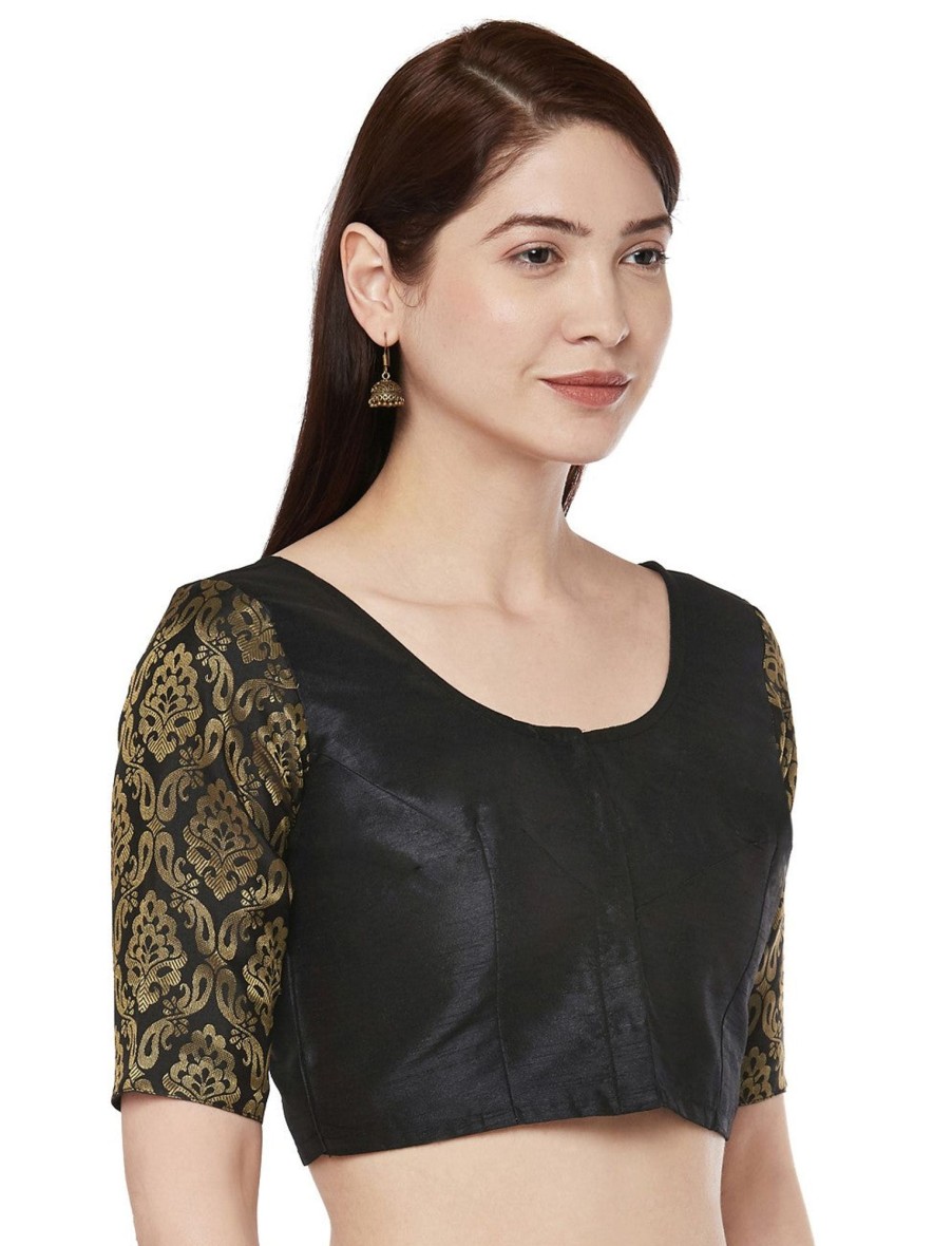 Women Shringaar | Women Black Polyester Silk Saree Blouse By Shringaar (1Pc)