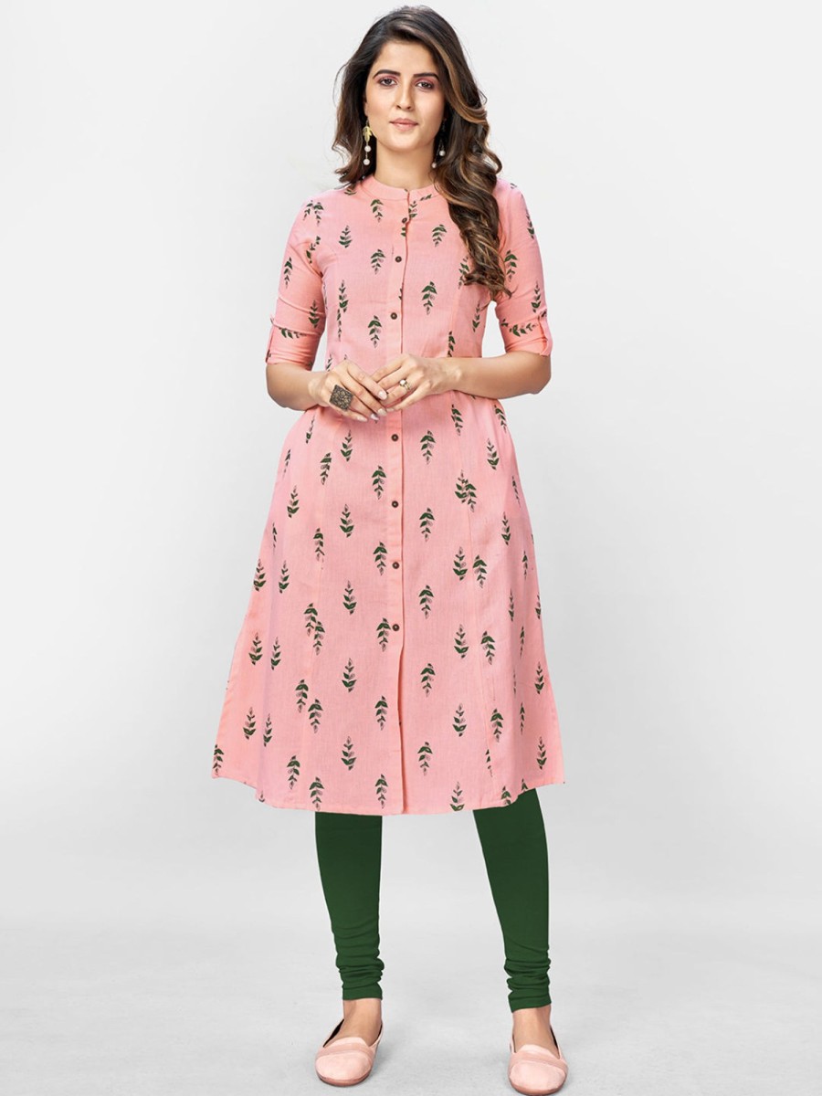 Women Vbuyz | Women'S Pink Cotton Kurta By Vbuyz (1Pc)