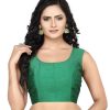 Women Madhu Fashion | Women'S Poly Raw Silk Sleeveless Stitched Saree Blouse - Madhu Fashion Green