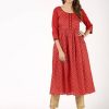 Women Aniyah | Women'S Block Print Fla Kurta - Aniyah Red