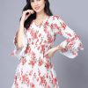 Women Myshka | Women'S Georgette Printed 3/4 Sleeve V Neck Multi Women Tunic - Myshka Multi Color