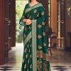 Women Sangam Prints | Women'S Dark Green Chanderi Wover Work Traditional Saree - Sangam Prints