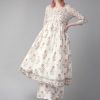 Women AKS | Women'S White U0026 Rust Red Printed Anarkali Kurta - Aks