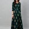 Women Kipek | Women'S Rayon Anarkali Kurta By Kipek (1Pc) Dark Green