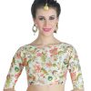 Women Shringaar | Women'S White Floral Print Blouse By Shringaar- (1Pc Set)