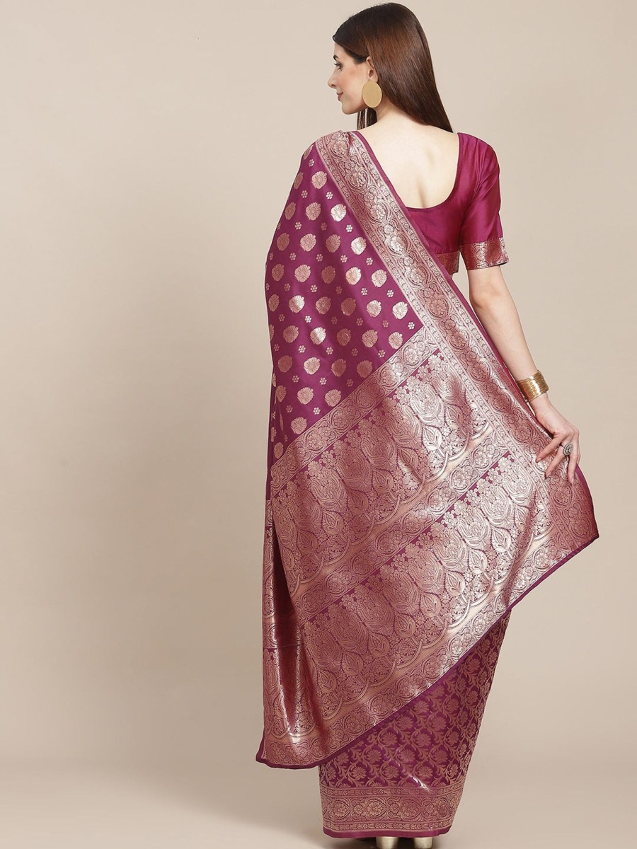 Women Varanga | Women'S Color Banarasi Silk Saree With Blouse - Varanga Purple