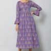 Women VAABA | Women'S Color Muslin Straight Gold Printed Kurta - Vaaba Purple