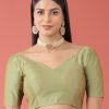 Women Royal Dwells | Women'S Olive-Toned Pure Silk Plain Readymade Blouse - Royal Dwells Green