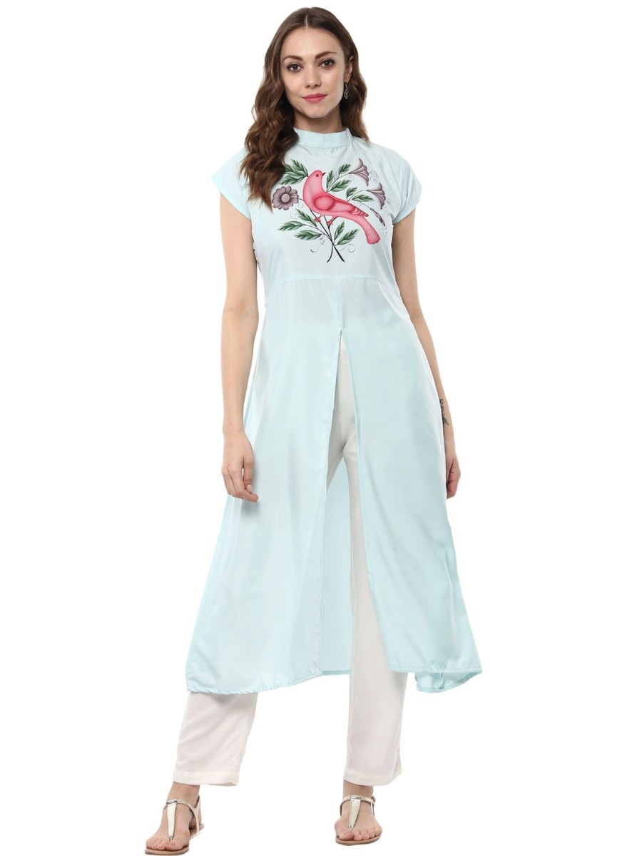 Women Ziyaa | Women'S Crepe Kurta - Ziyaa Sky Blue