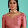 Women Royal Dwells | Women'S Rose Gold-Toned Pure Silk Plain Readymade Blouse - Royal Dwells Pink