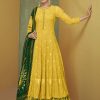 Women Monjolika | Women'S Faux Georgette Semi Stitched Embroidered Designer Suit - Monjolika Yellow