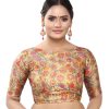 Women Madhu Fashion | Women'S Polyester Brocade Digital Print Elbow Length Sleeves Readymade Saree Blouse - Madhu Fashion