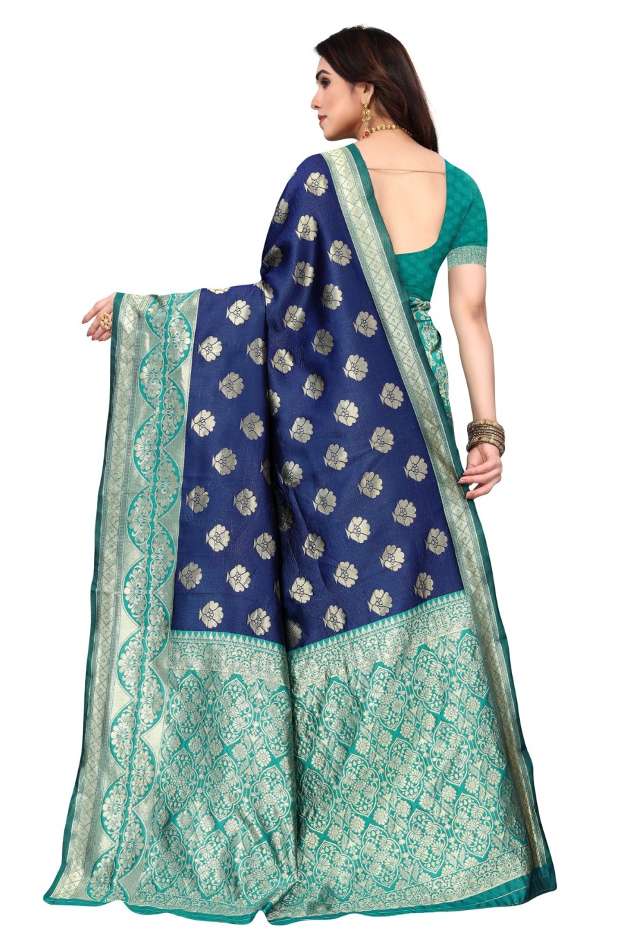 Women Varanga | Women'S Multicolor Color Banarasi Silk Saree With Blouse - Varanga Multi Color