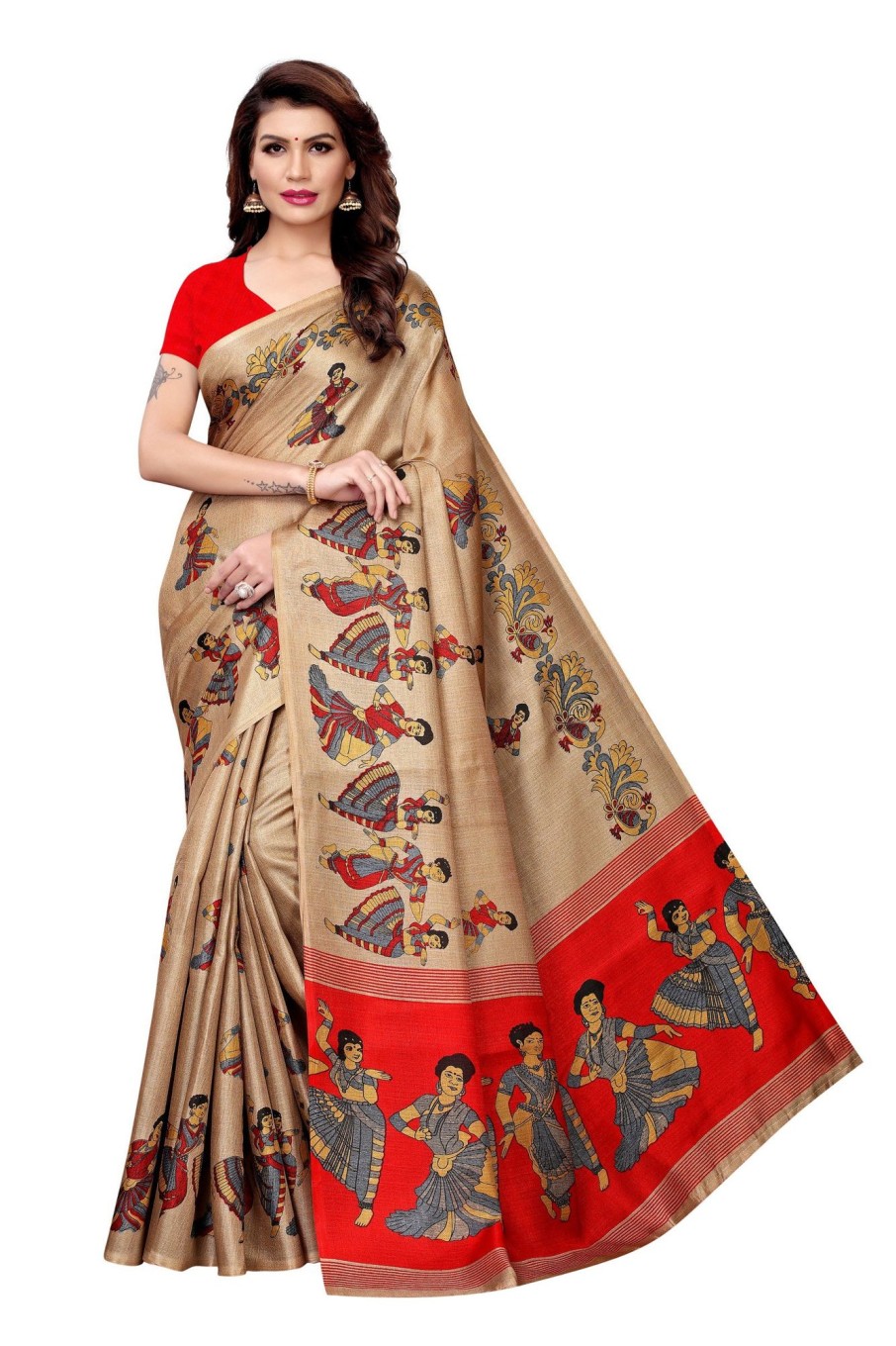 Women Vamika | Women'S Kalamkari With Jhalar Khadi Silk Saree Kathak Vamika Chiku