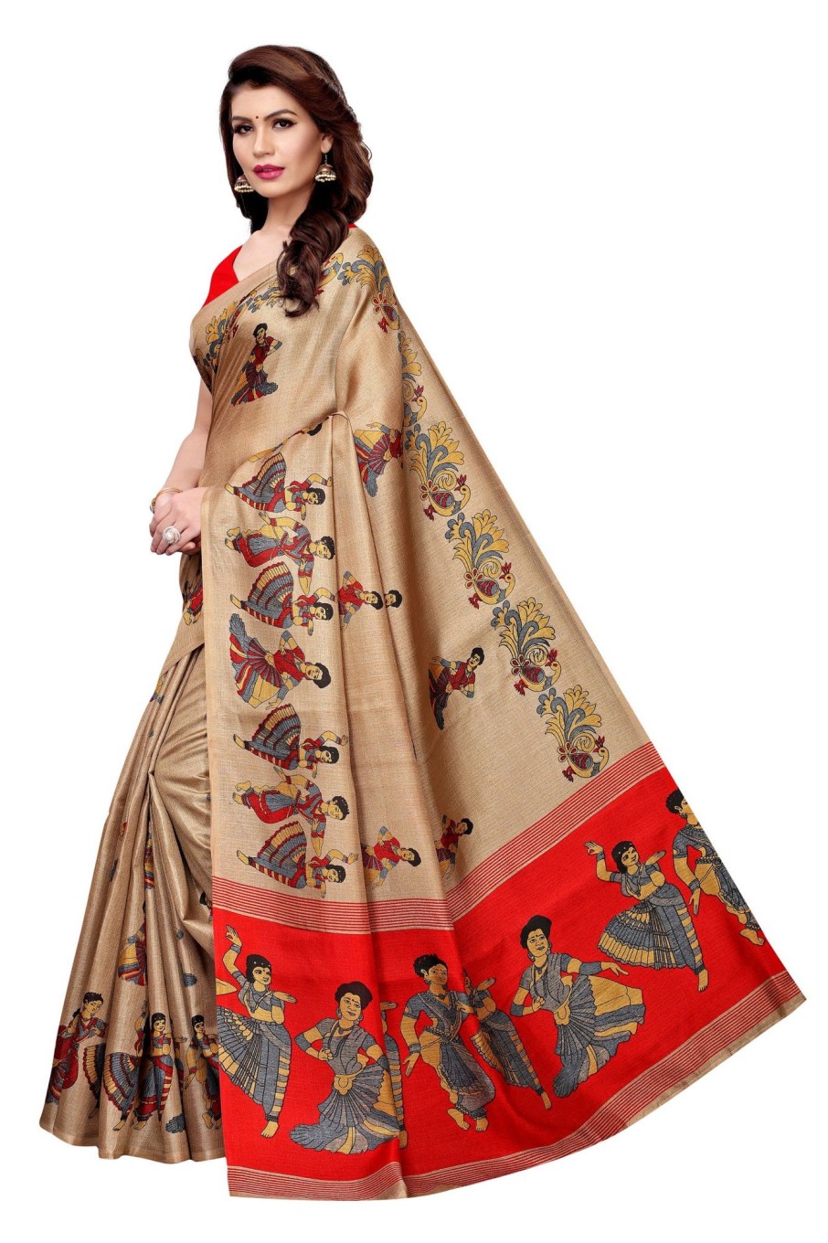 Women Vamika | Women'S Kalamkari With Jhalar Khadi Silk Saree Kathak Vamika Chiku