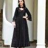 Women SARAS THE LABEL | Women'S Lucknowi Chikenkari Black Embroidered Gown (1Pc) - Saras The Label