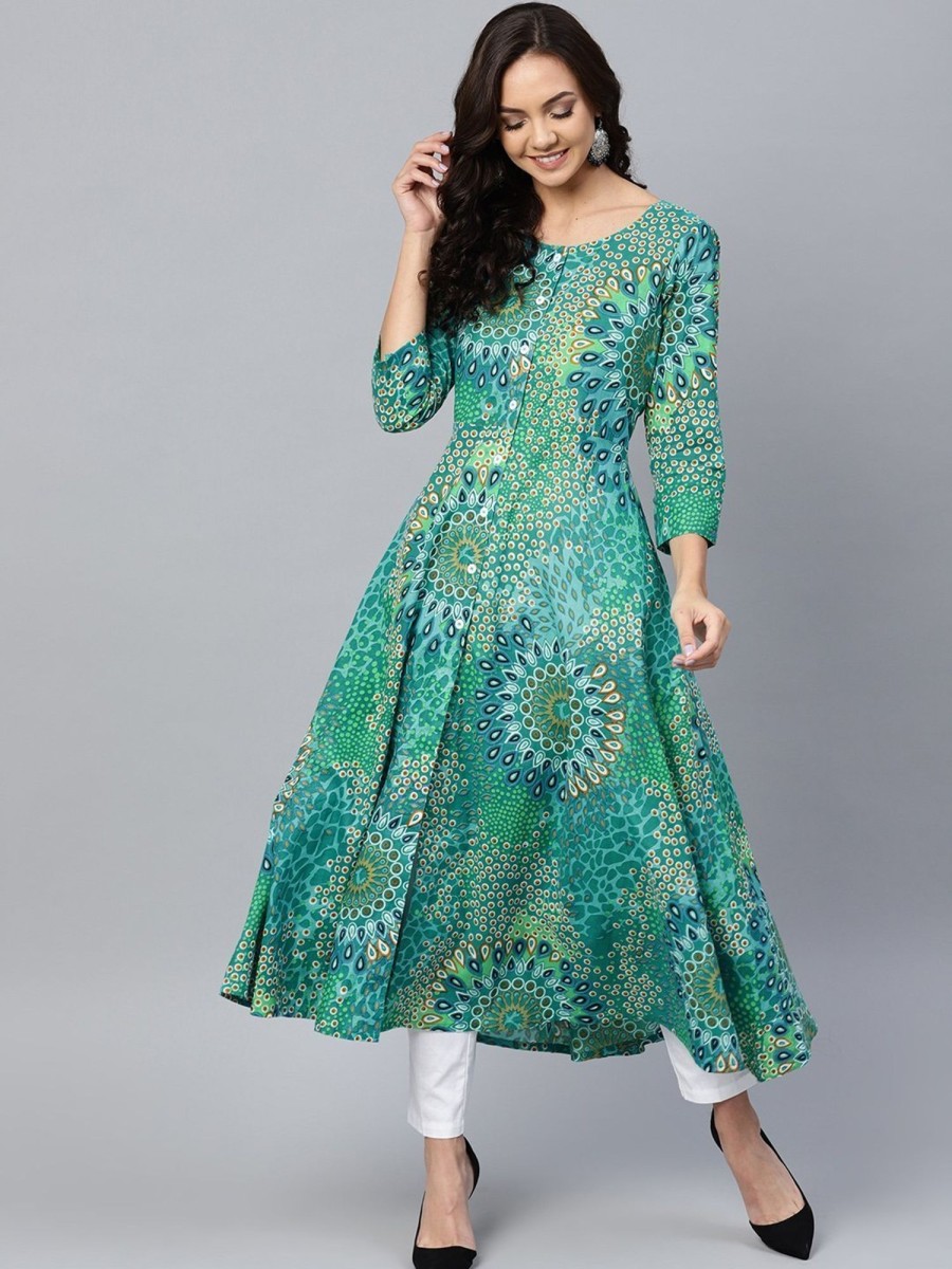 Women Jompers | Women'S Green Printed Kurta (Set Of 1) - Jompers