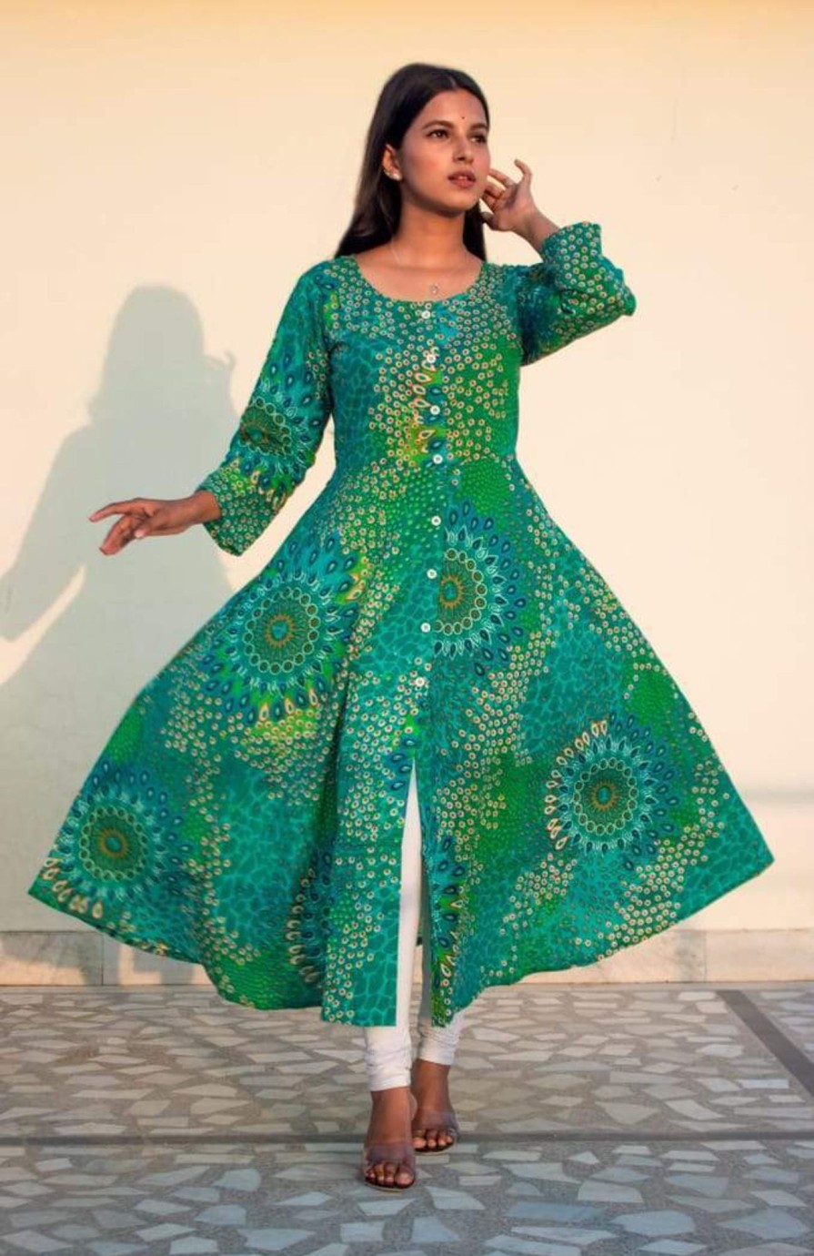 Women Jompers | Women'S Green Printed Kurta (Set Of 1) - Jompers