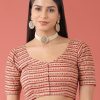 Women Royal Dwells | Women'S Toned Cotton Silk Applied Foil And Tribal Pattern Print Readymade Blouse - Royal Dwells Maroon