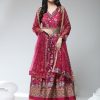 Women Phenav | Women'S Ethnic Motifs Printed Embellished Ethnic Gown With Dupatta - Phenav Pink