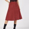 Women Lyush | Women'S Rust Corduroy A-Line Midi Skirt - Lyush