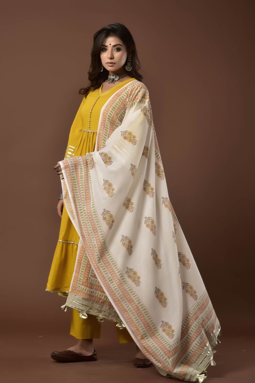 Women Kiswah | Women'S Parzia Haldi Suit Set - Kiswah Mustard