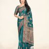 Women Sweet Smile | Women'S Dark Cyan Color Stylish Saree With Blouse Set - Sweet Smile Blue