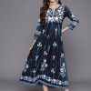 Women Indo Era | Women'S Embroidered A-Line Ethnic Dress - Indo Era Blue