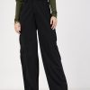 Women Lyush | Women'S Black Multi Pocket Detail Cargo Pants - Lyush