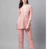 Women Meeranshi | Women'S Peach-Coloured Printed Cotton Night Suit - Meeranshi