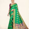 Women Sweet Smile | Women'S Sea Color Stylish Saree With Blouse Set - Sweet Smile Green