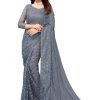 Women Vamika | Women'S Ethnic Fire Pearls Net Saree - Vamika Grey